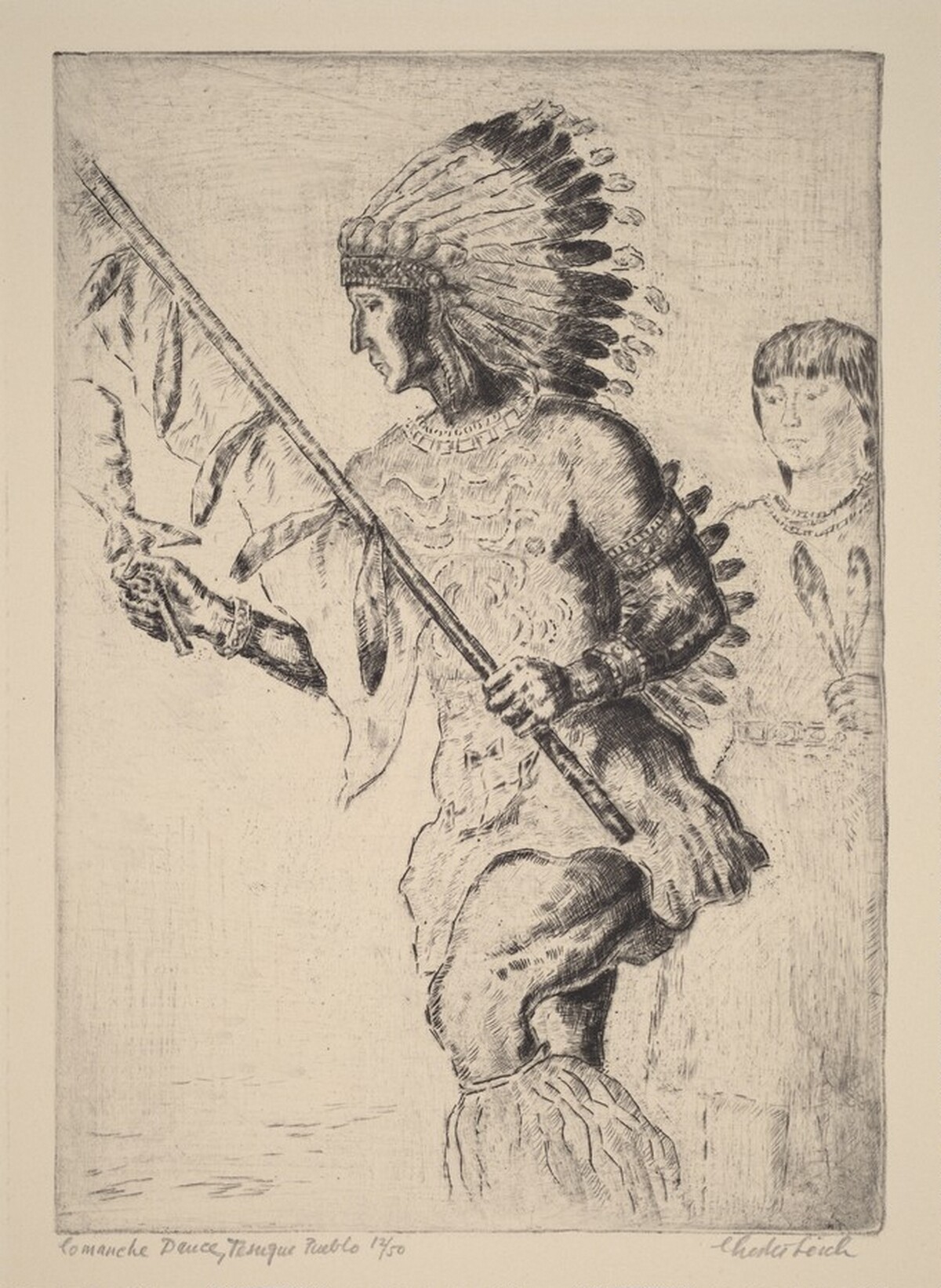 Comanche Dance, Tesuque Pueblo by Chester Leich