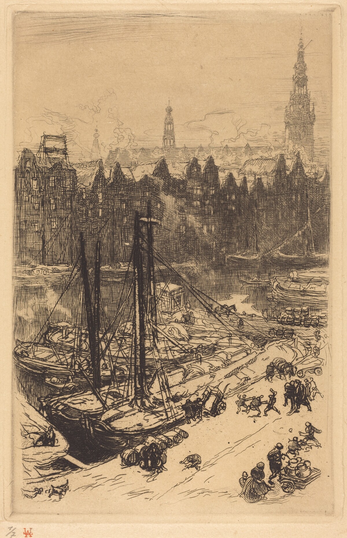 Amsterdam Seen from Victoria Hotel (Amsterdamvue de Victoria Hotel) by Auguste Lepère