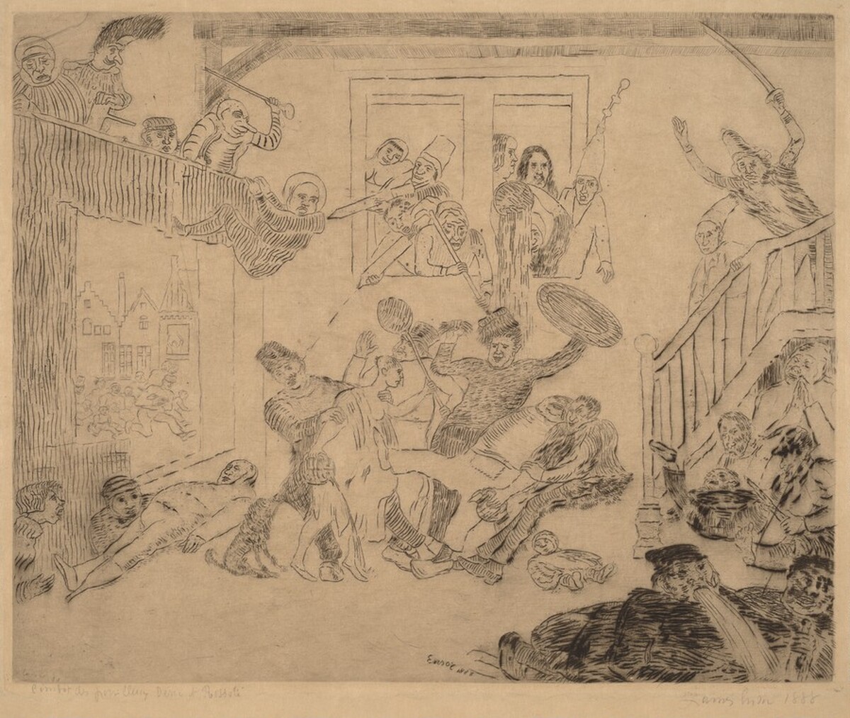 Battle of the Beggars Desir and Rissole (Combat des pouilleux Desir et Rissole) by James Ensor