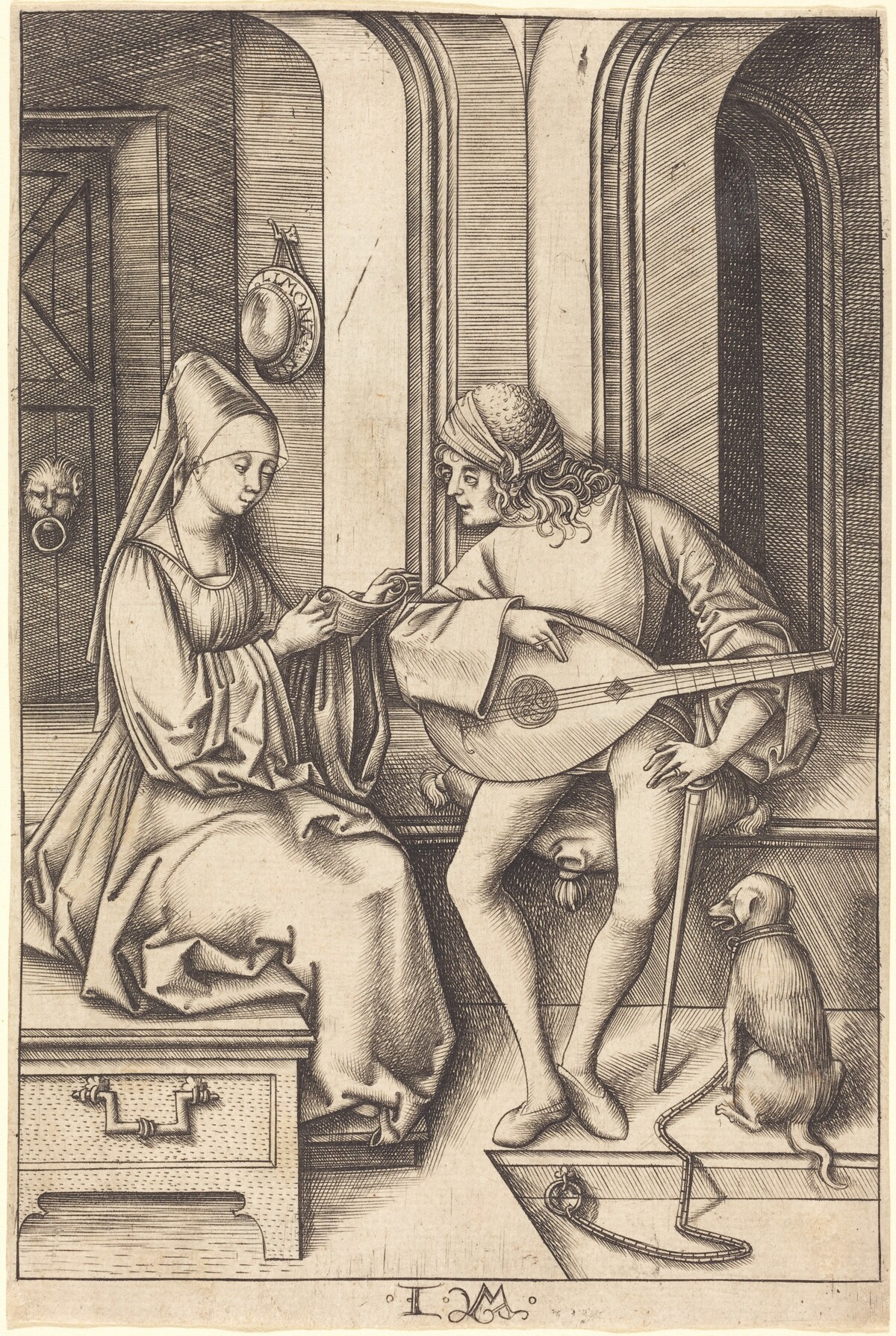 The Lute Player and the Singer by Israhel van Meckenem