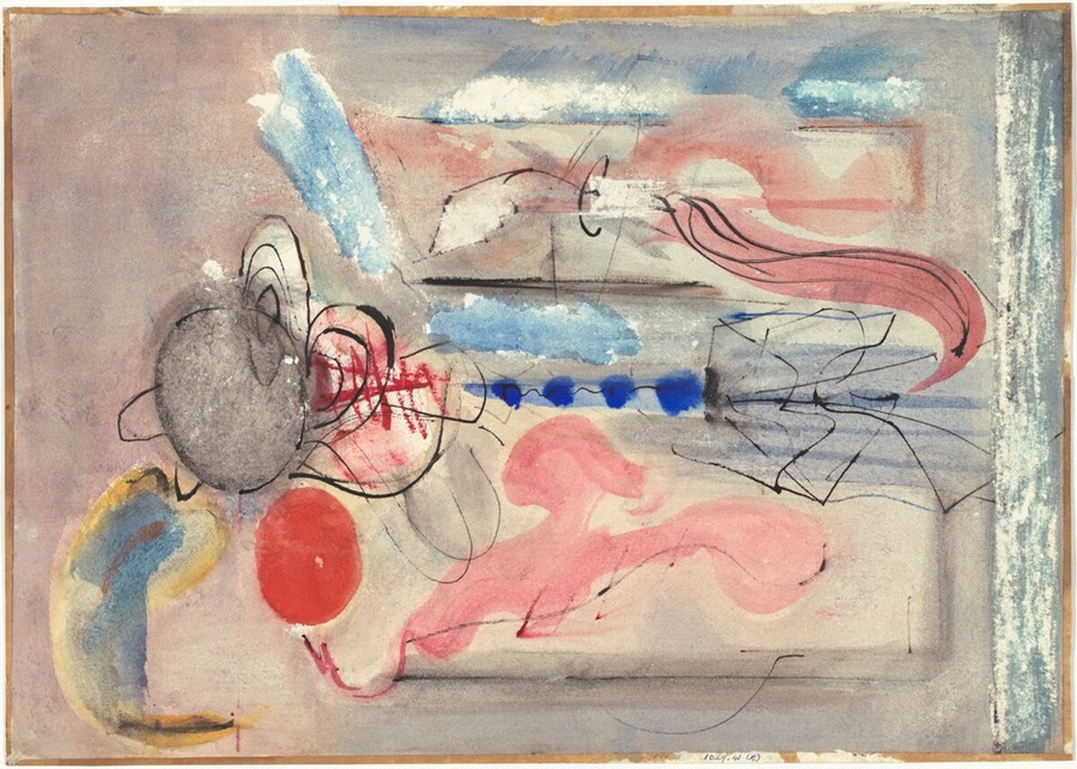 Abstract Composition in Blue, Black, Red, and Yellow [verso] by Mark Rothko