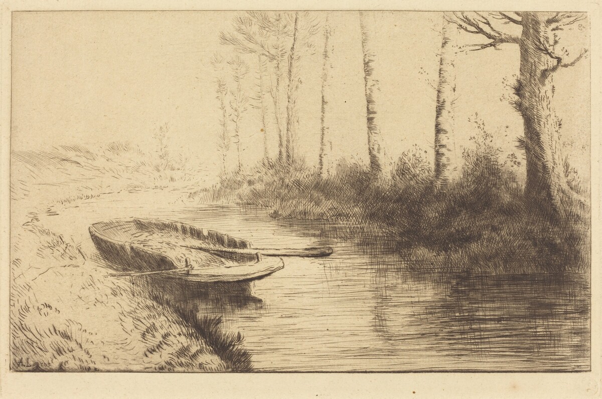 Canal Seen by Morning Light (Le canal: Effet du matin) by Alphonse Legros