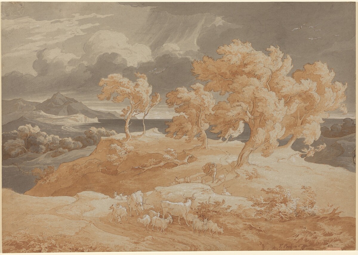 Italian Coastal Landscape with a Thunderstorm by Friedrich Preller the Elder