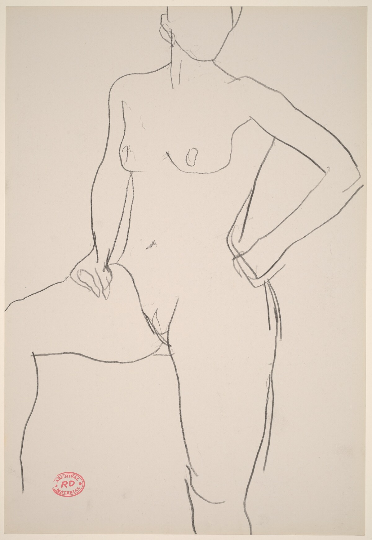 Untitled [standing female nude with raised right leg] by Richard Diebenkorn