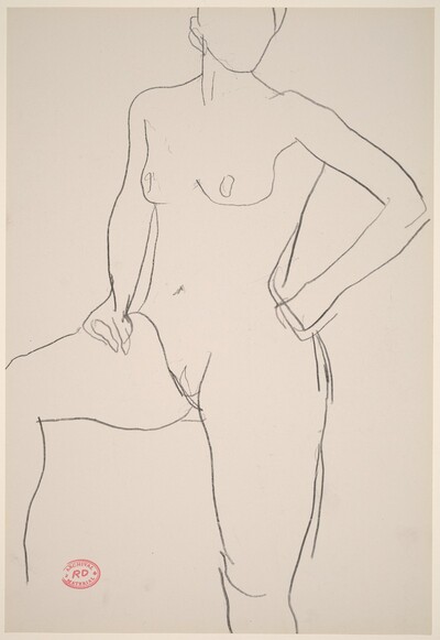 Untitled [standing female nude with raised right leg]