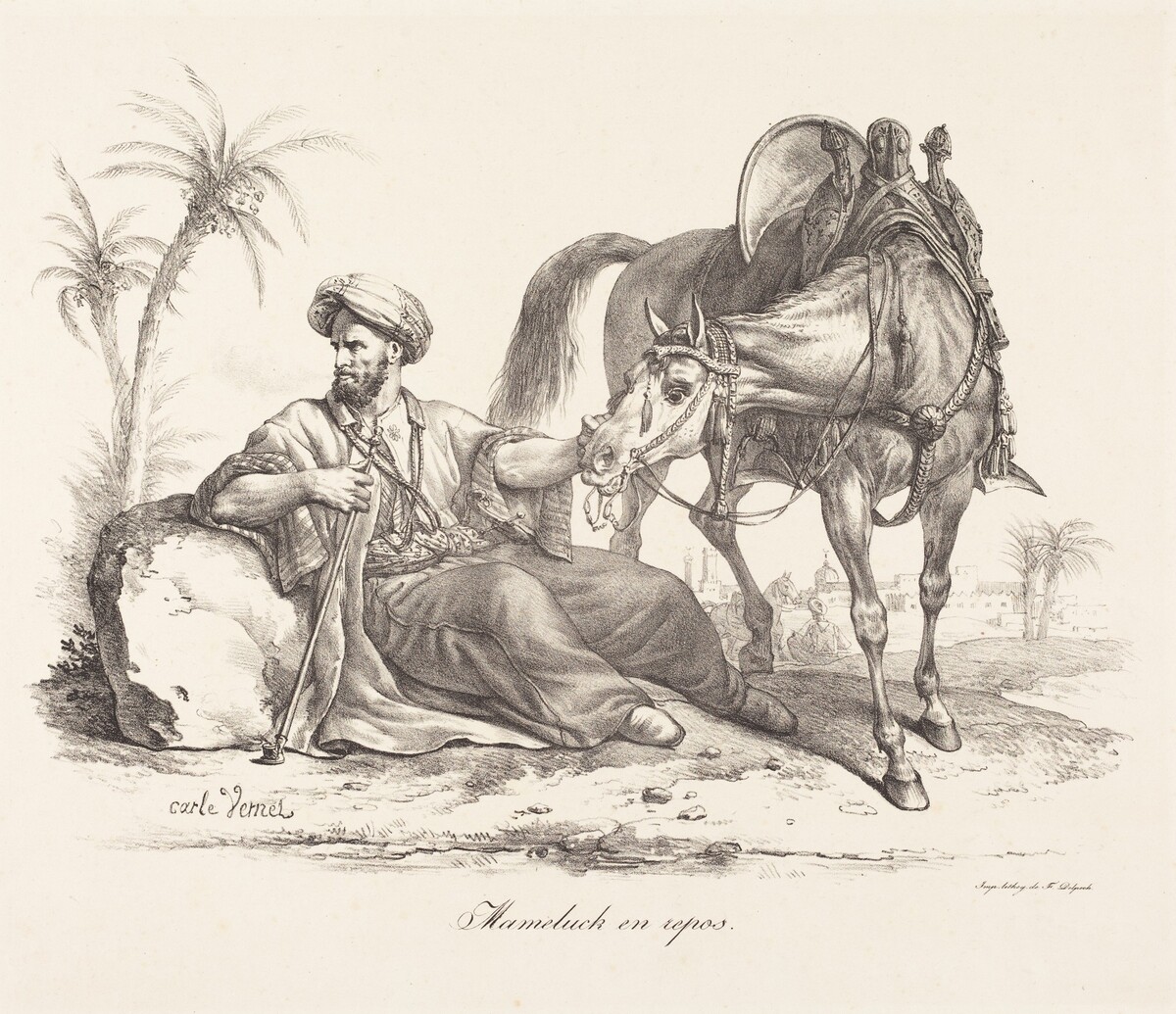 A Mameluck Resting by Carle Vernet