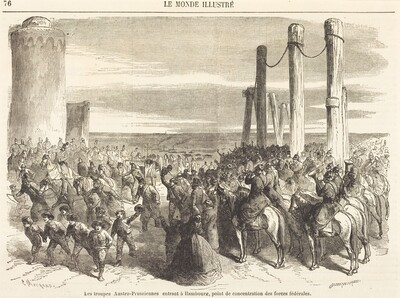 Les troupes Austro-Prussiennes entrant a Hambourg ... [top half]