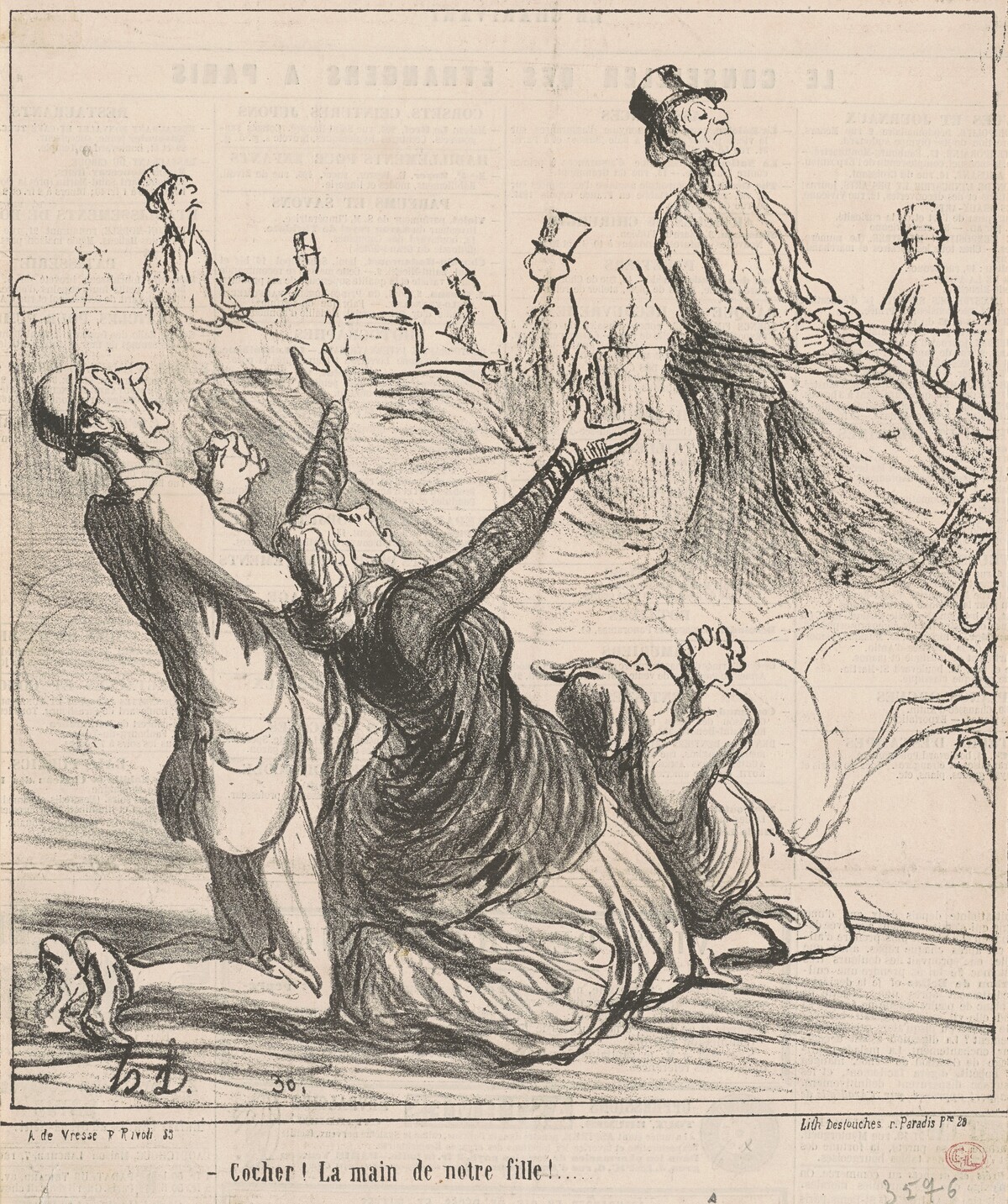 Cocher! La main de notre fille! by Honoré Daumier