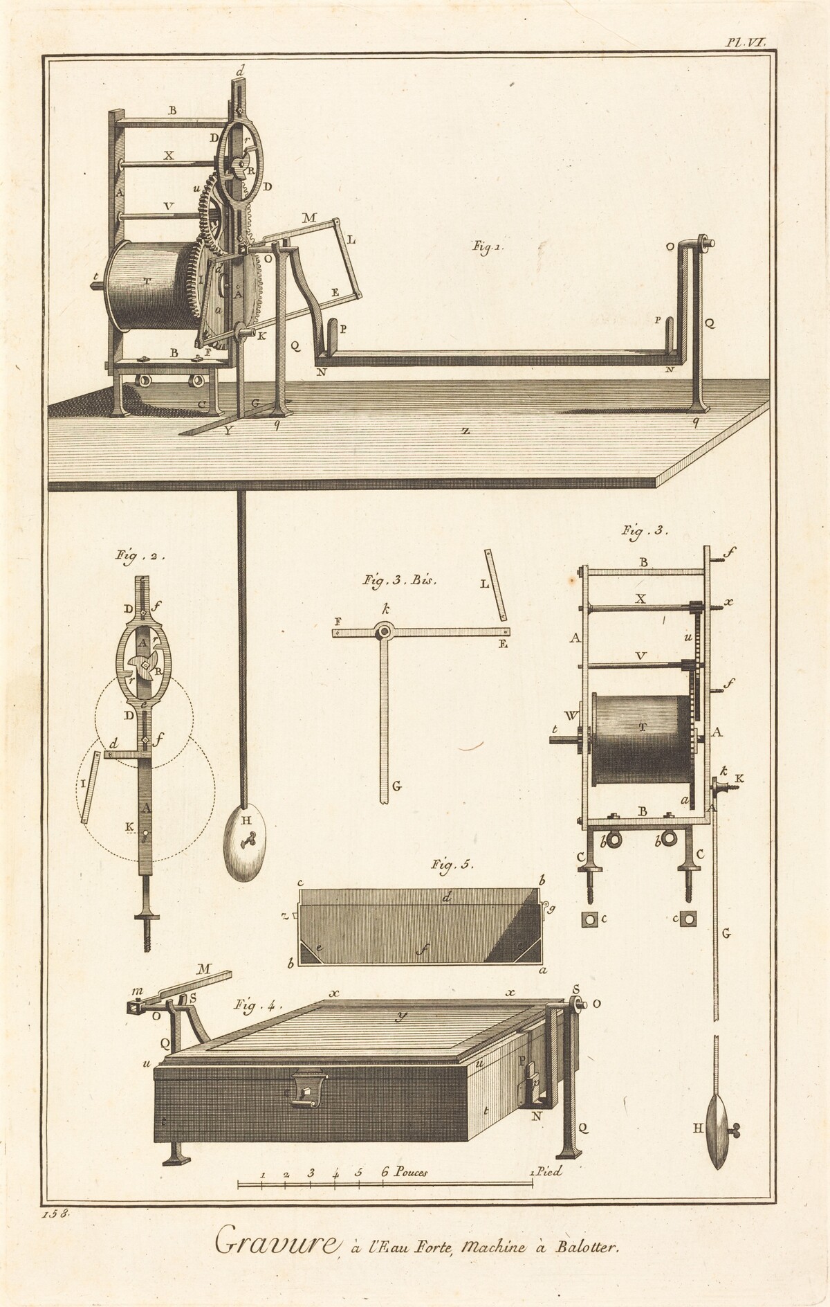 Gravure à l'Eau Forte, Machine à Balotter: pl. VI by French 18th Century, and Denis Diderot, Jacques Renaud Benard