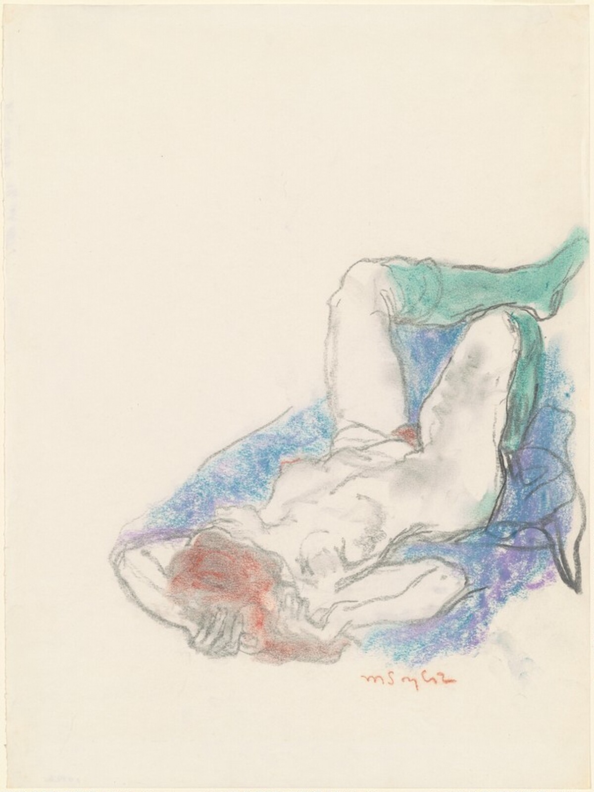 Nude with Green Stockings by Moses Soyer