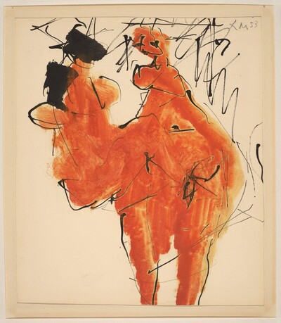 Pregnant Nude Holding a Child