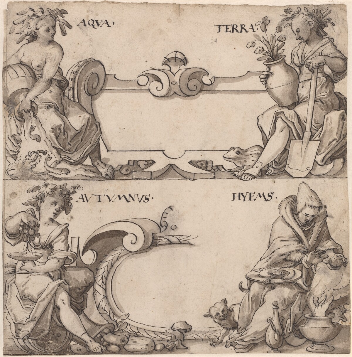 Water and Earth/Autumn and Winter by Swiss 16th Century
