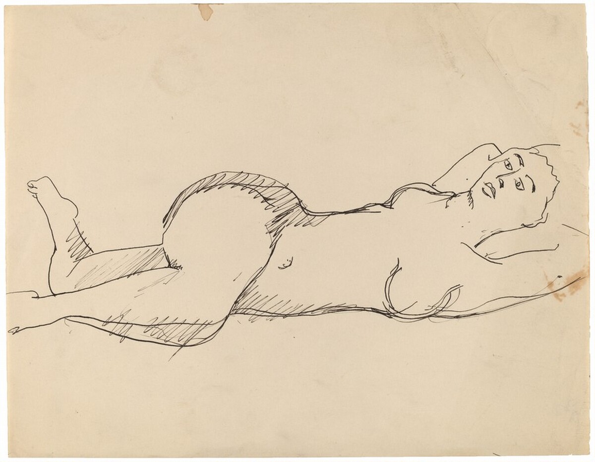Nude Reclining to the Right, Arms beneath Head, Vertically Posed by Mark Rothko