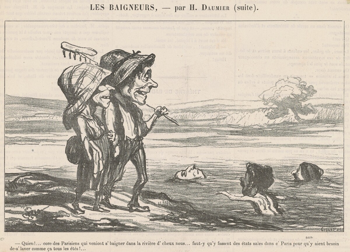 Quien! ... Core des parisiens qui veniont s'baigner ... by Honoré Daumier