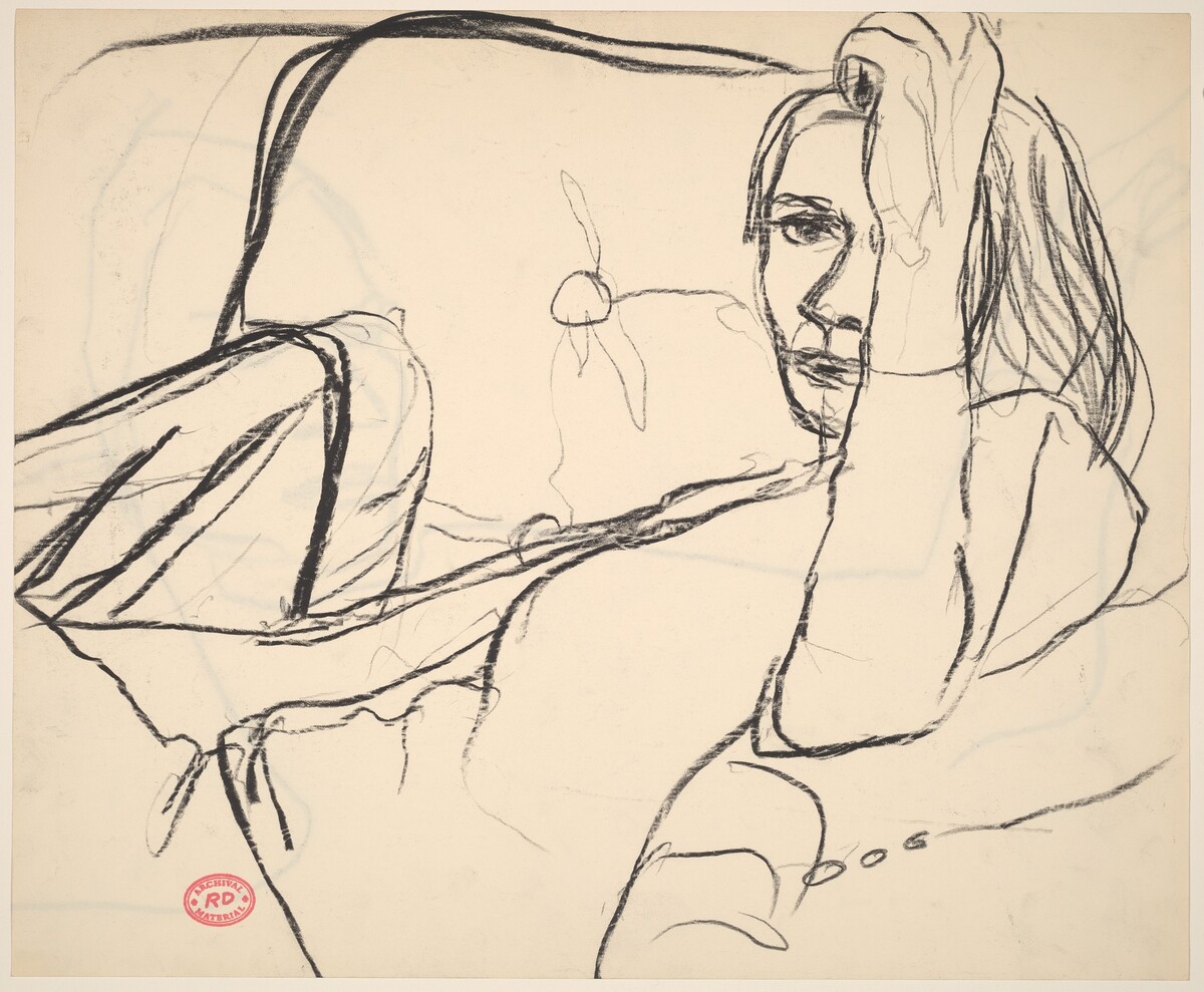 Untitled [woman seated and leaning against the arm of a chair] [recto] by Richard Diebenkorn