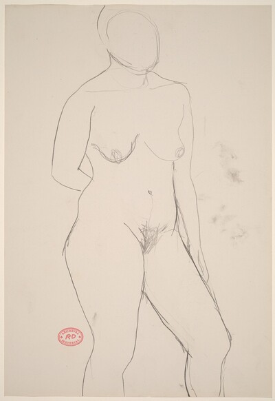 Untitled [standing female nude with right arm behind back]