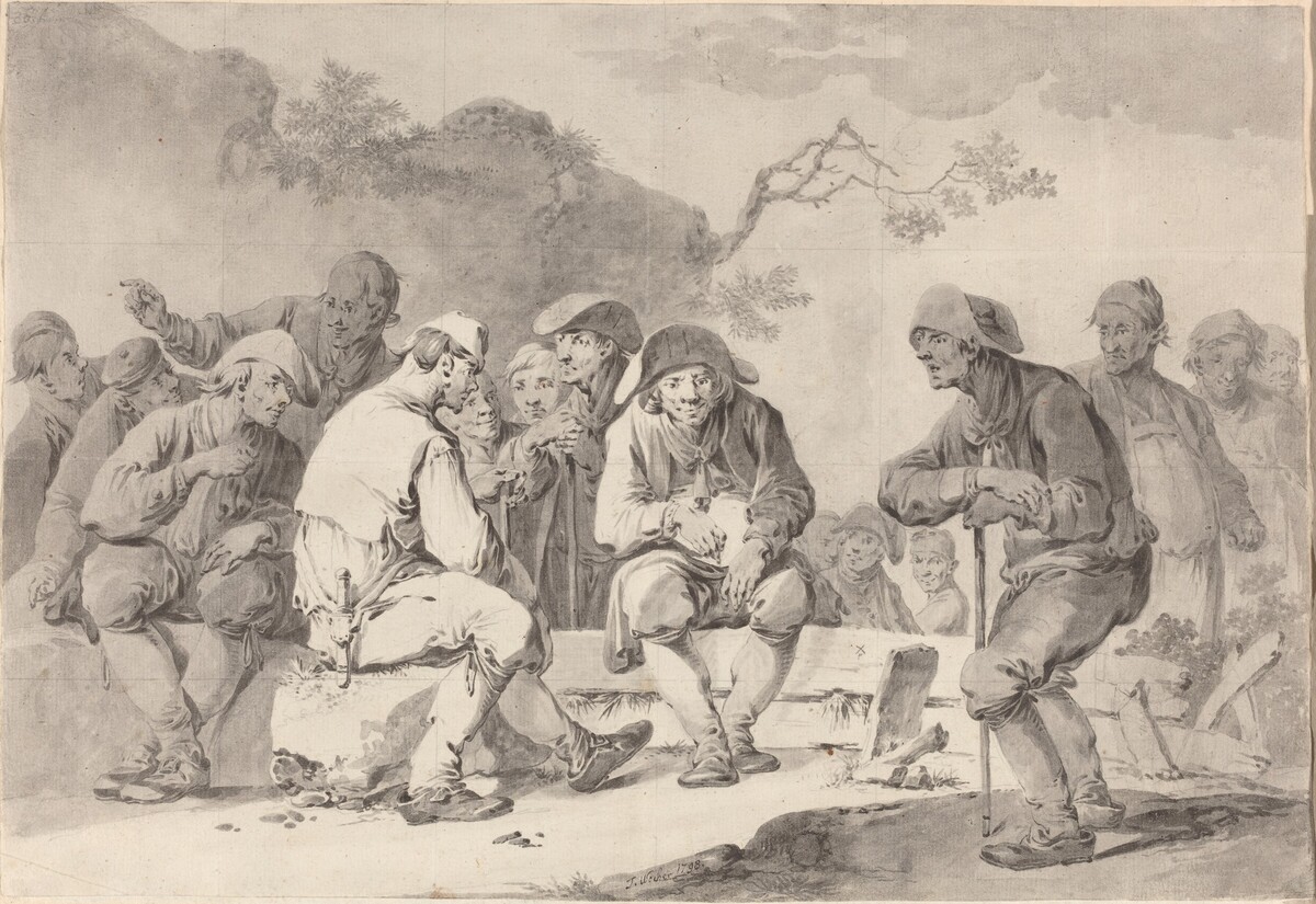 Self-Portrait with Country Folk from Appenzell by Tiberius Dominikus Wocher