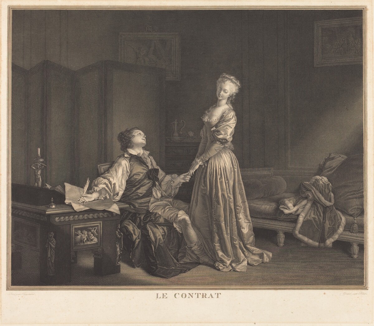 Le Contrat by Maurice Blot after Jean-Honoré Fragonard