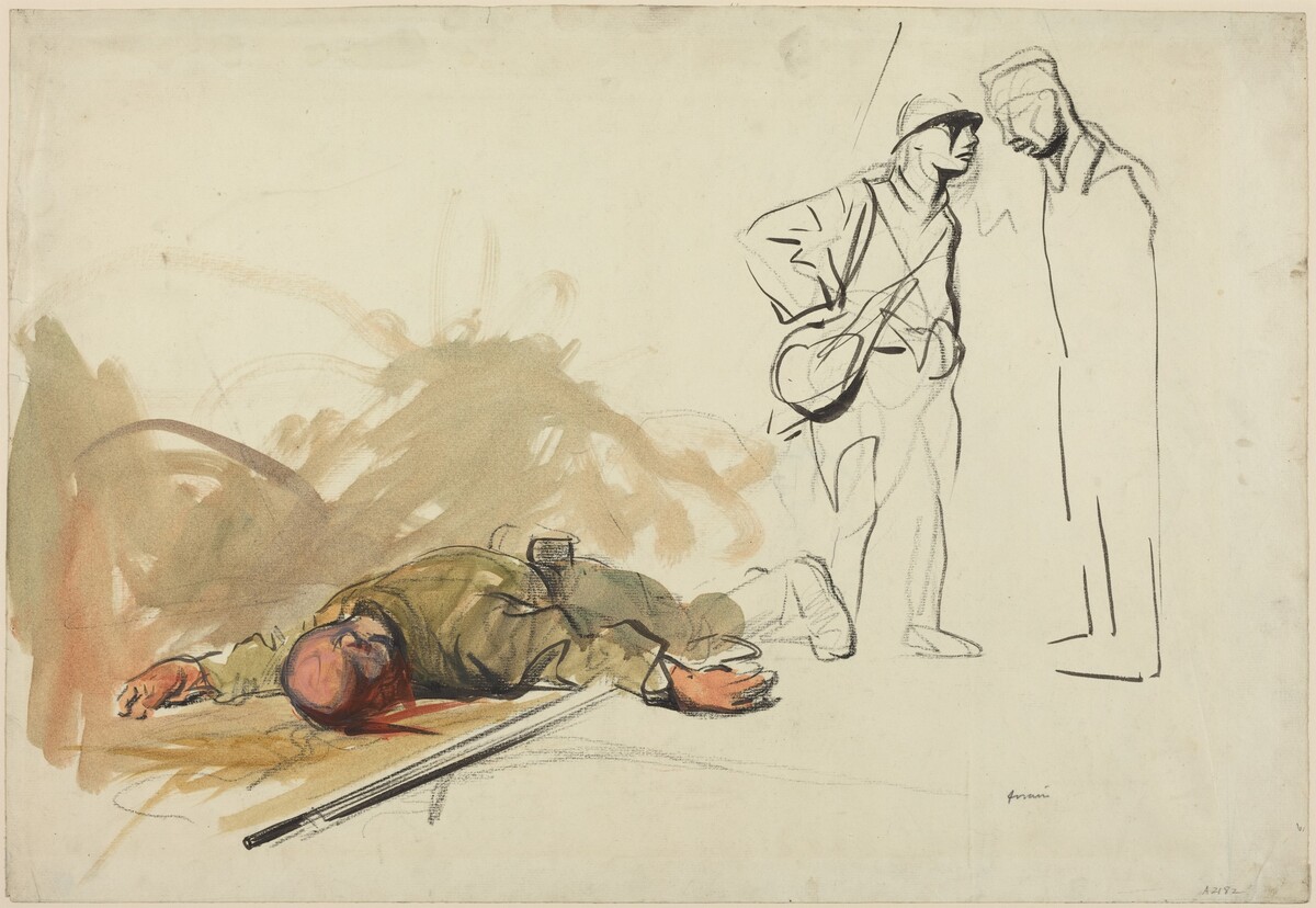 a) Dead German Soldier (recto); b) Head of a Soldier (verso) by Jean-Louis Forain