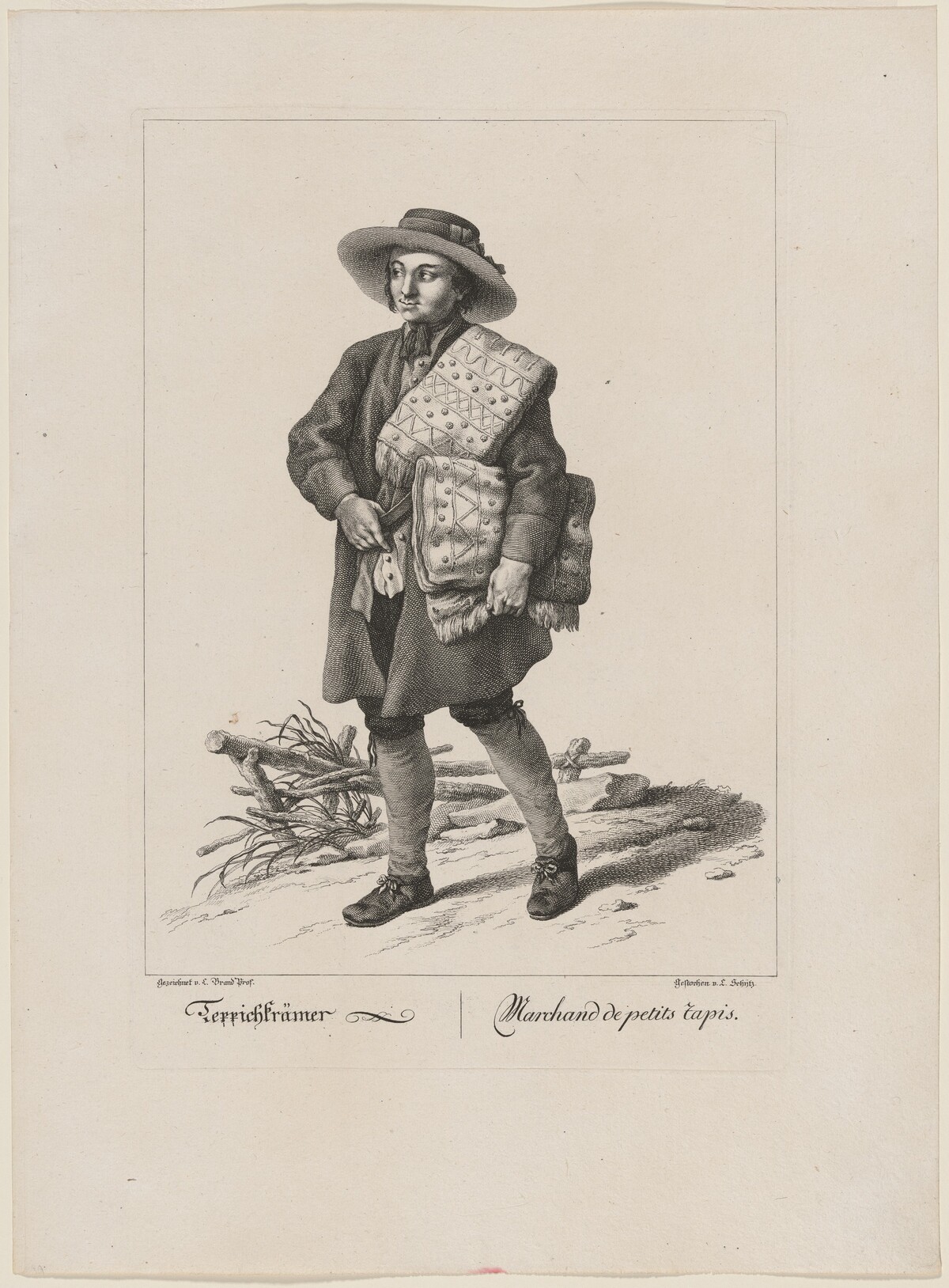 Teppichkrämer (Textile Merchant) by L. Schijtz, after Johann Christian Brand