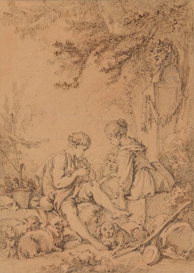 A Young Shepherd Playing a Pipe for Two Young Shepherdesses