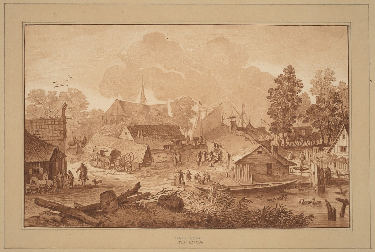 Village with Pond by Cornelis Ploos van Amstel (editor) and Cornelis Brouwer (printmaker), after Allart van Everdingen