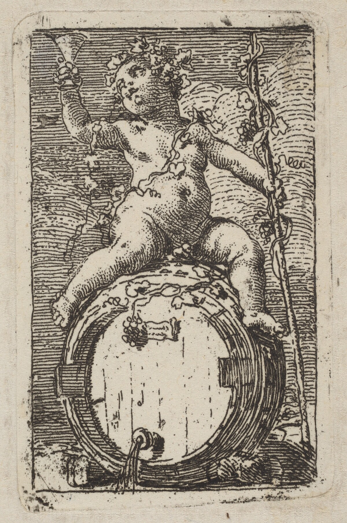 The Infant Bacchus Astride a Wine Barrel by Gaetano Gandolfi