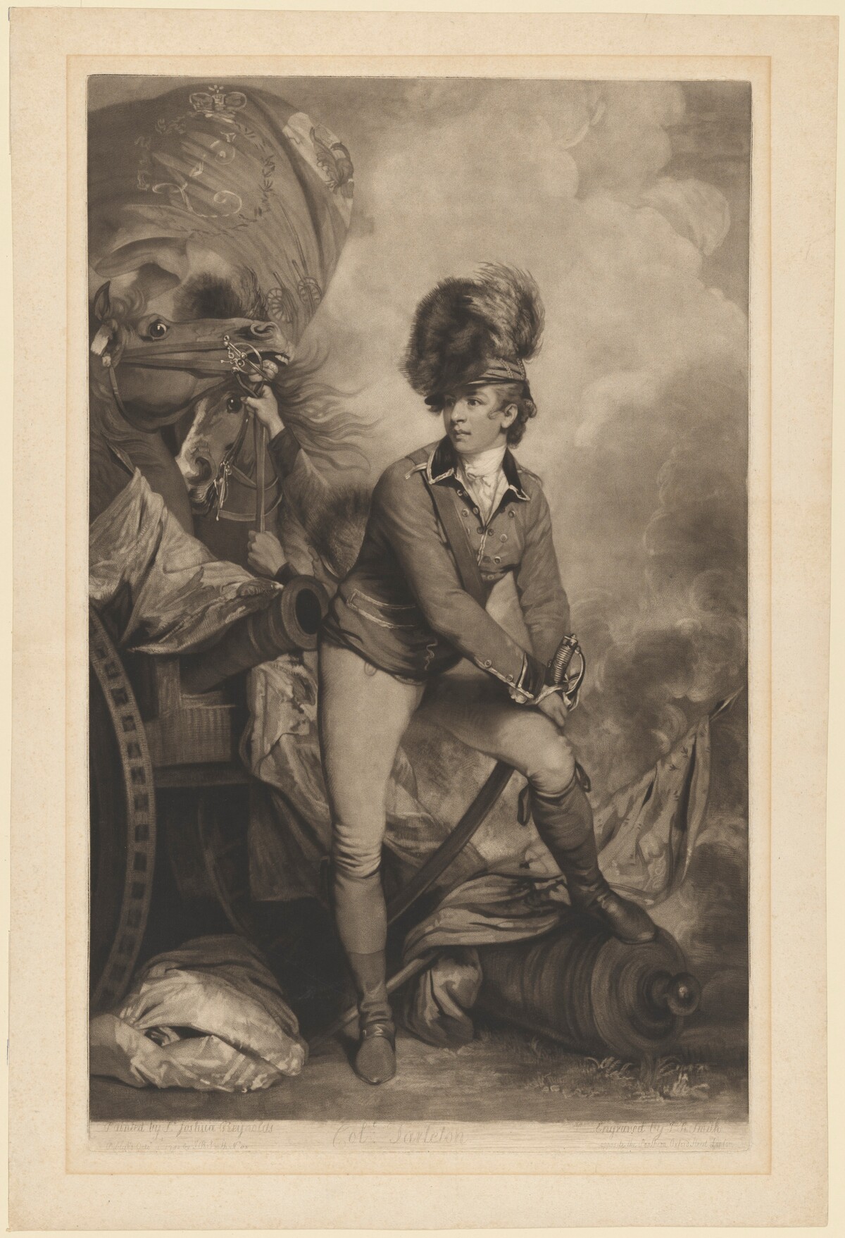 Lieutenant Colonel Sir Banastre Tarleton by John Raphael Smith after Sir Joshua Reynolds