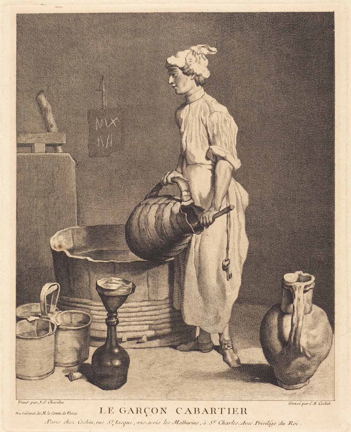 Le Garcon cabaretier by Charles-Nicolas Cochin I after Jean Siméon Chardin