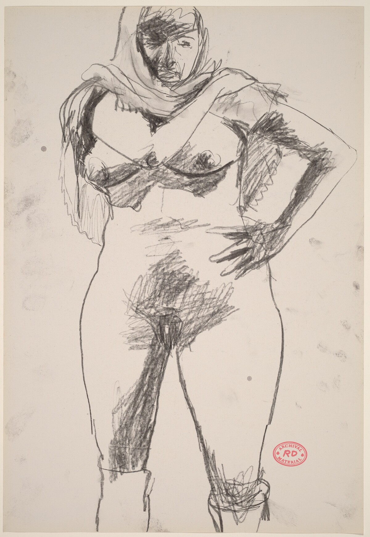 Untitled [standing nude with scarf] by Richard Diebenkorn