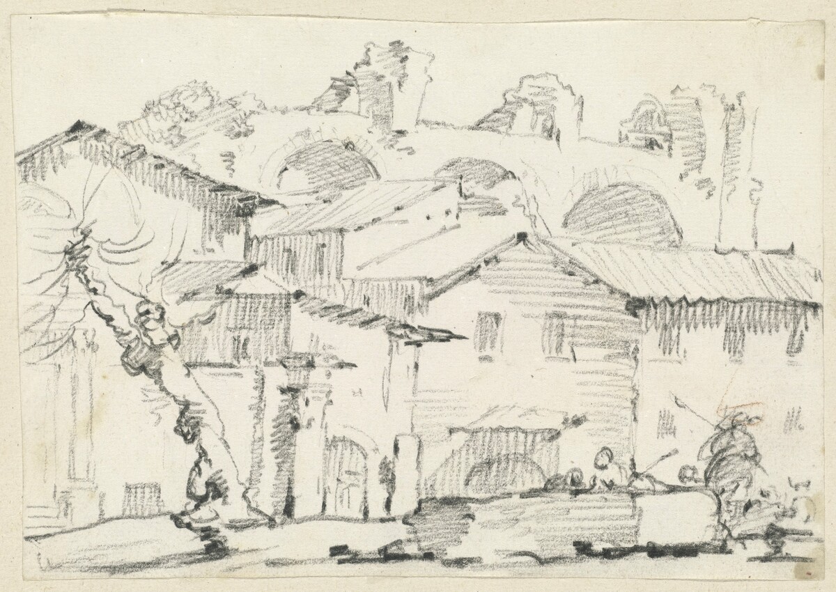 Houses on the North Side of the Forum with the Basilica of Maxentius Beyond by Joseph-Marie Vien