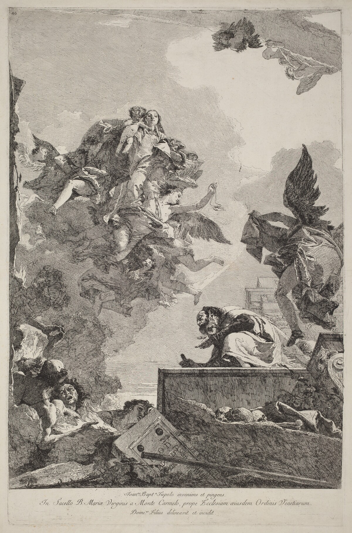 The Madonna del Carmelo Appearing to Saint Simon Stock by Giovanni Domenico Tiepolo after Giovanni Battista Tiepolo