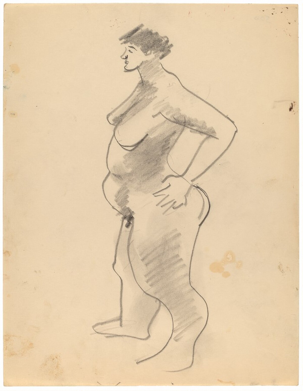 Large Standing Female Nude Turned to the Left, Hand on Hip by Mark Rothko
