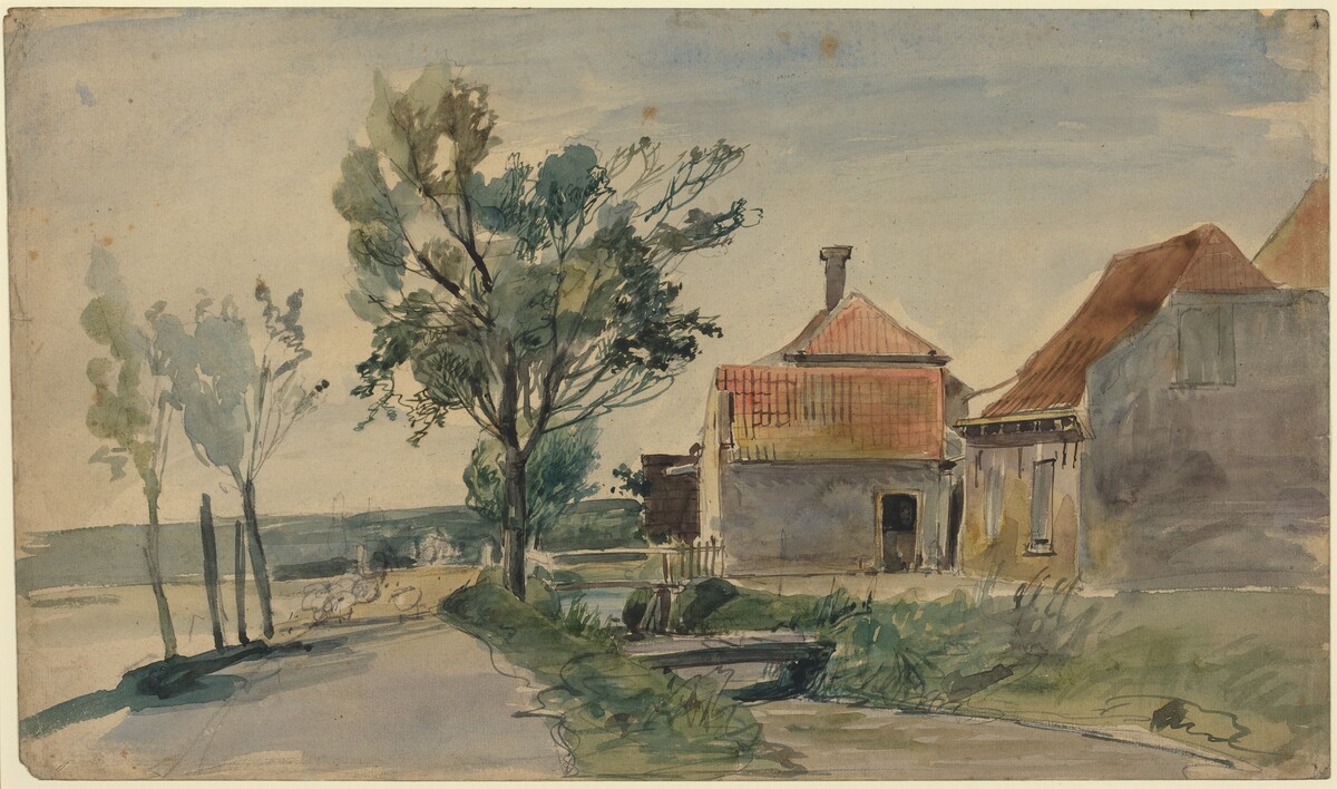 A Stream Running between Houses and a Road by Johan Barthold Jongkind