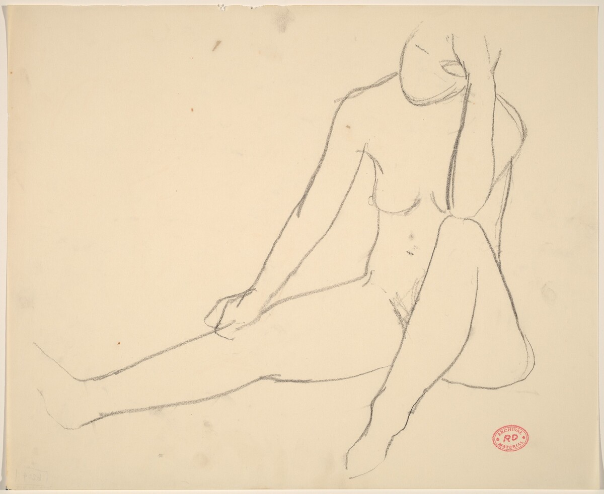Untitled [seated female nude with elbow on knee] by Richard Diebenkorn