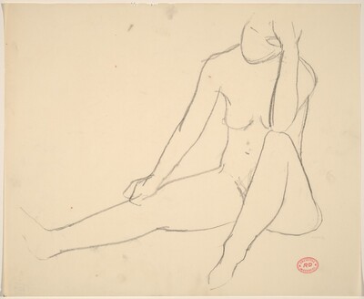 Untitled [seated female nude with elbow on knee]