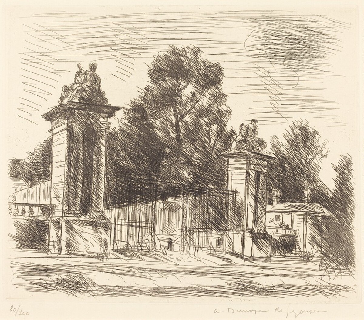 Entrance to the Orangerie, Versailles (Large Plate) (Versailles, l'Entree de l'Orange by André Dunoyer de Segonzac