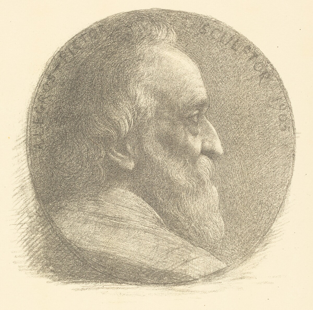 Self-Portrait, Medallion, No.1, 9th plate by Alphonse Legros