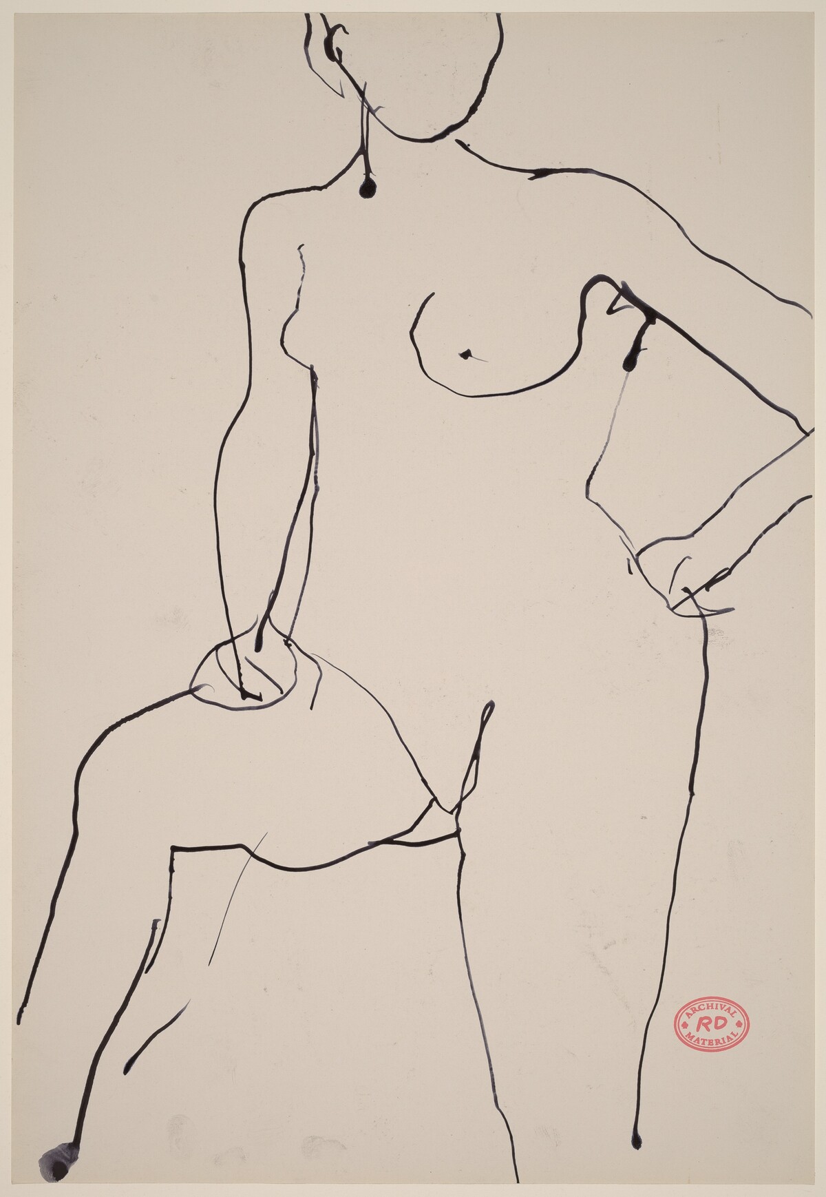 Untitled [standing female nude with left hand on hip] [verso] by Richard Diebenkorn