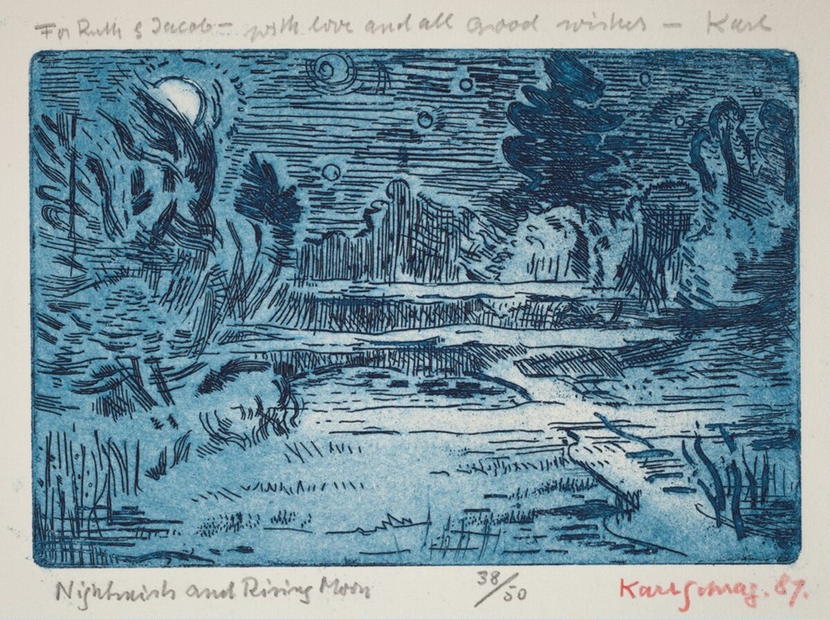 Nightmist and Rising Moon by Karl Schrag