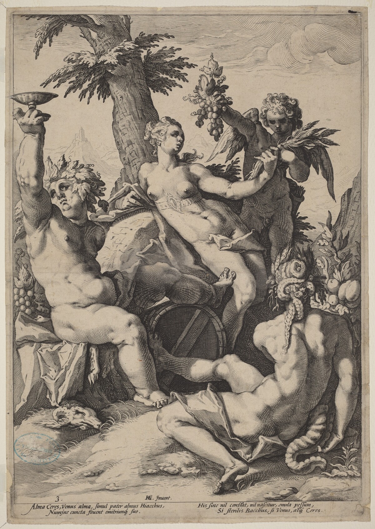 Without Ceres and Bacchus, Venus Would Freeze by Jacob Matham, after Hendrick Goltzius