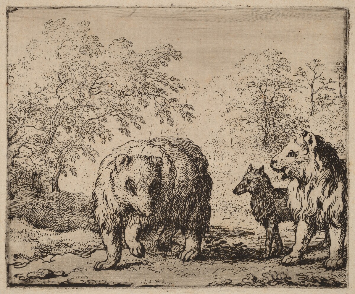 The Lion Frees the Bear and the Wolf by Allart van Everdingen