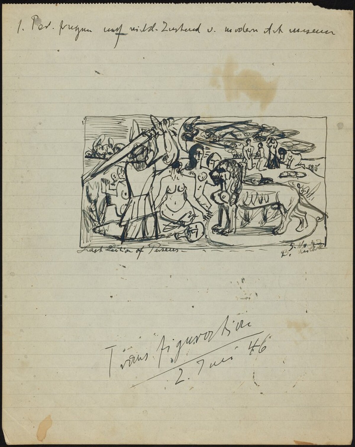 Sketch for "Perseus' (Hercules') Last Duty" by Max Beckmann