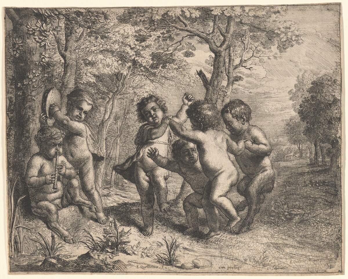Four Dancing Children and Two Making Music by Erasmus Quellinus II