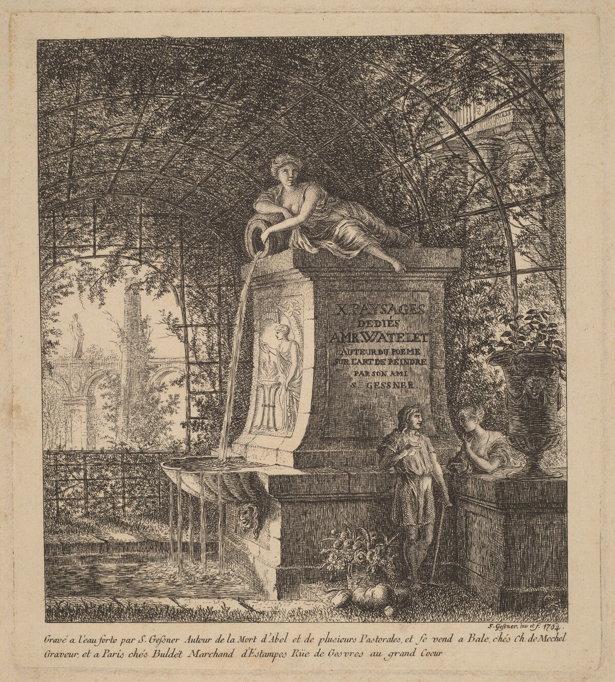 Fountain in a Summerhouse by Salomon Gessner