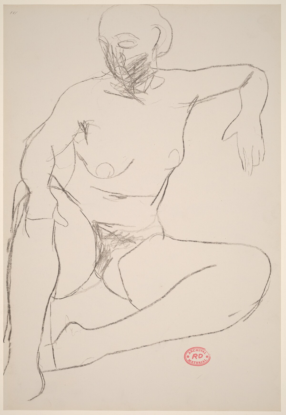 Untitled [seated nude leaning on her left arm] by Richard Diebenkorn