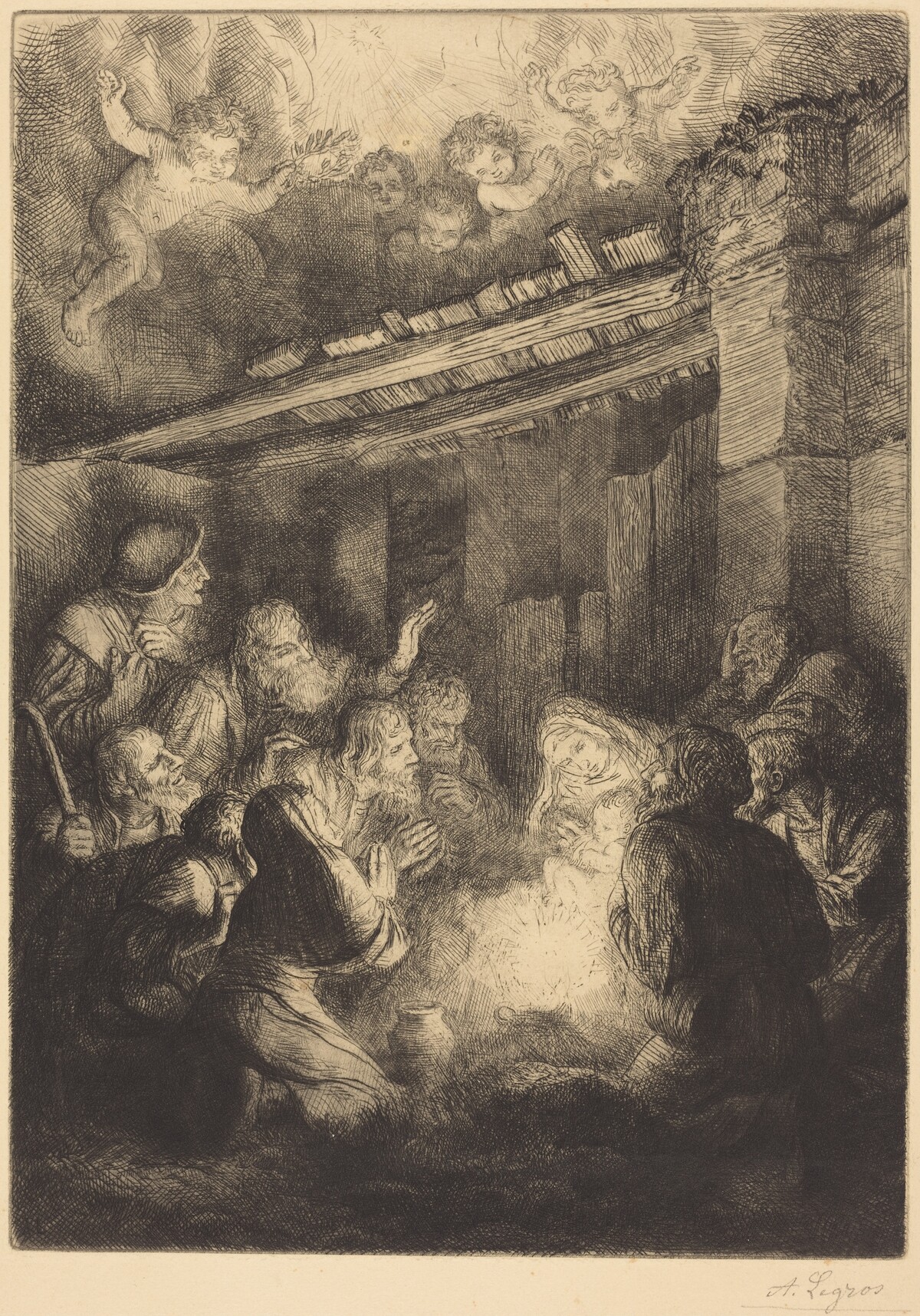 The Adoration of the Shepherds (L'adoration des bergers) by Alphonse Legros