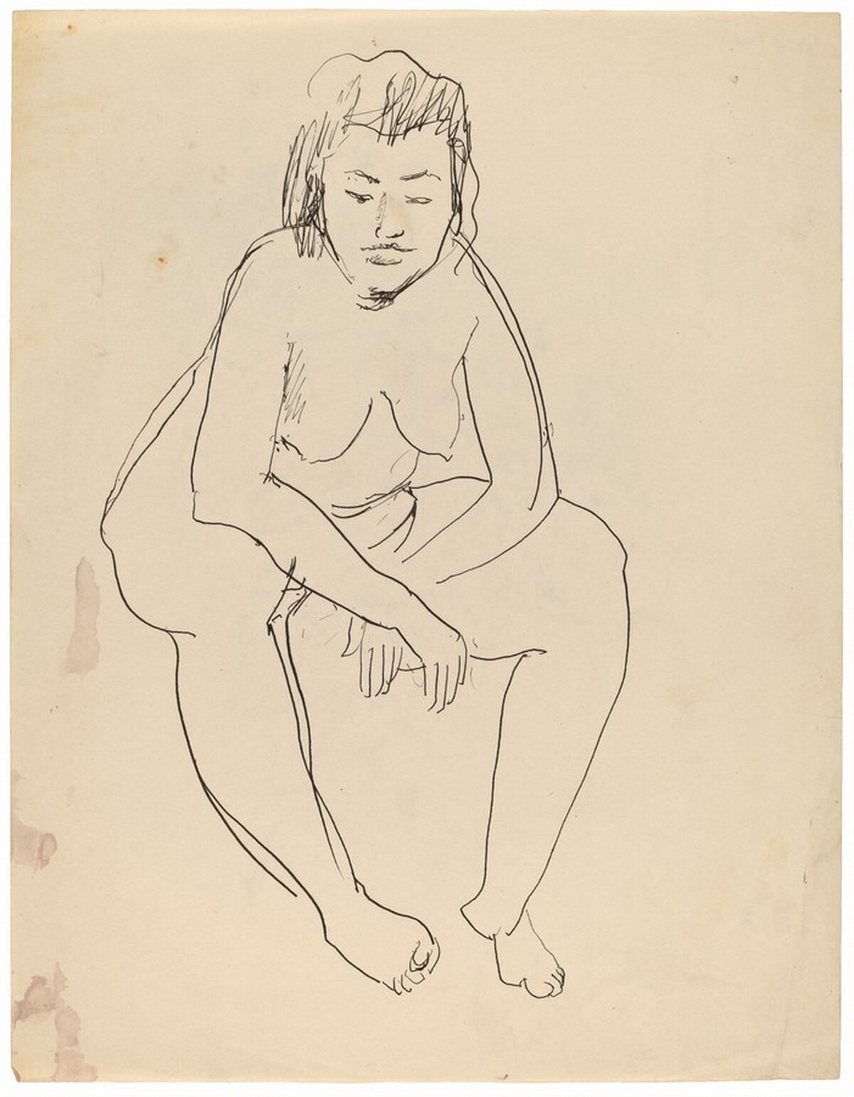 Seated Nude Woman Leaning Forward, Elbows on Knees by Mark Rothko
