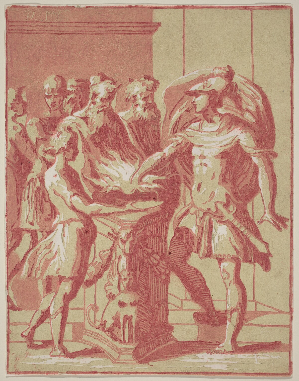 Mucius Scaevola Putting his Hand in a Fire by Anton Maria Zanetti I after Parmigianino