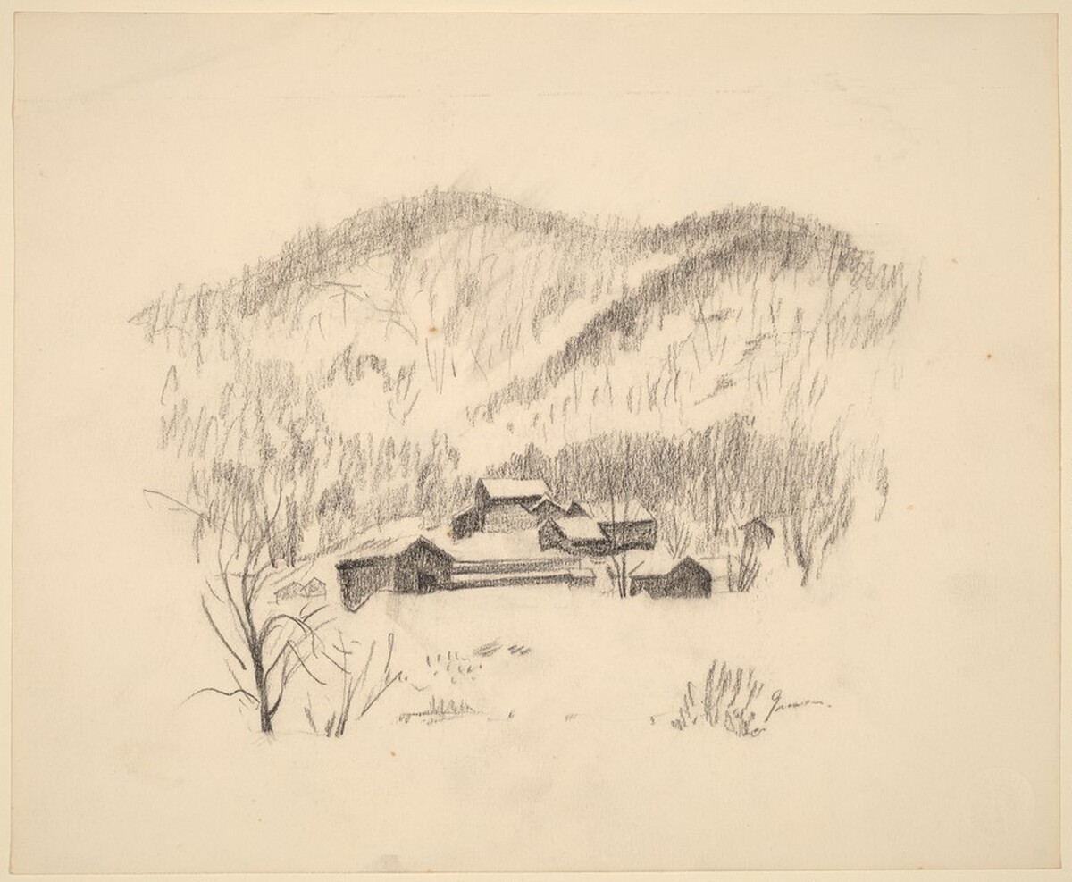 Farm, Snow, Hills by Donald Carlisle Greason